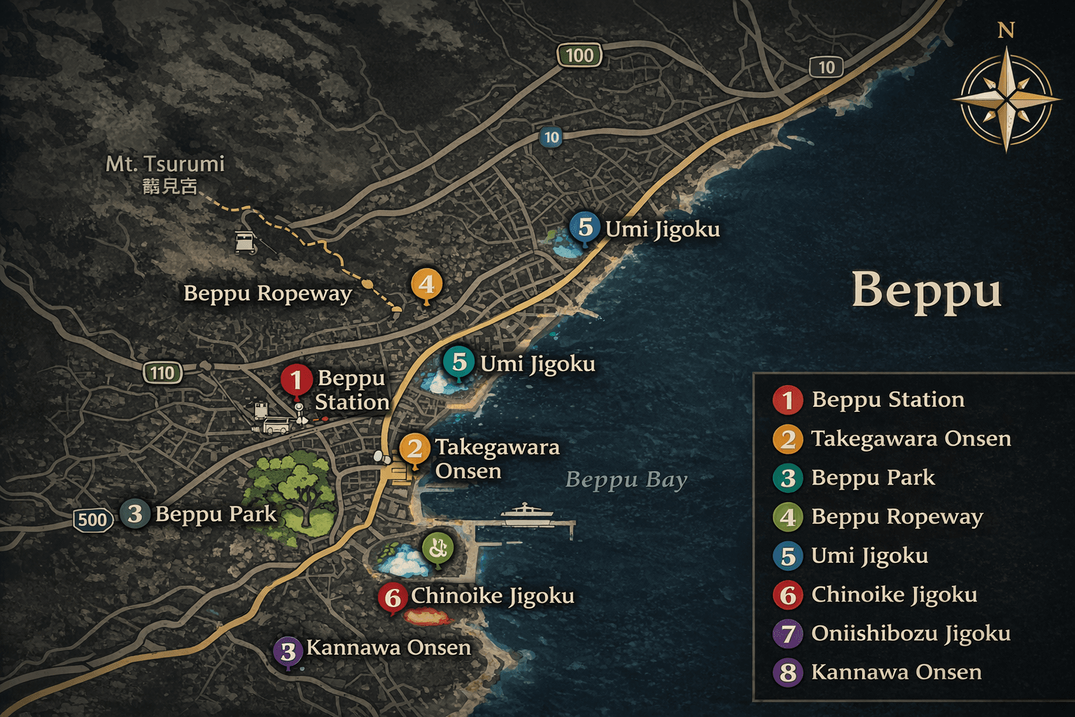 Beppu - mapa